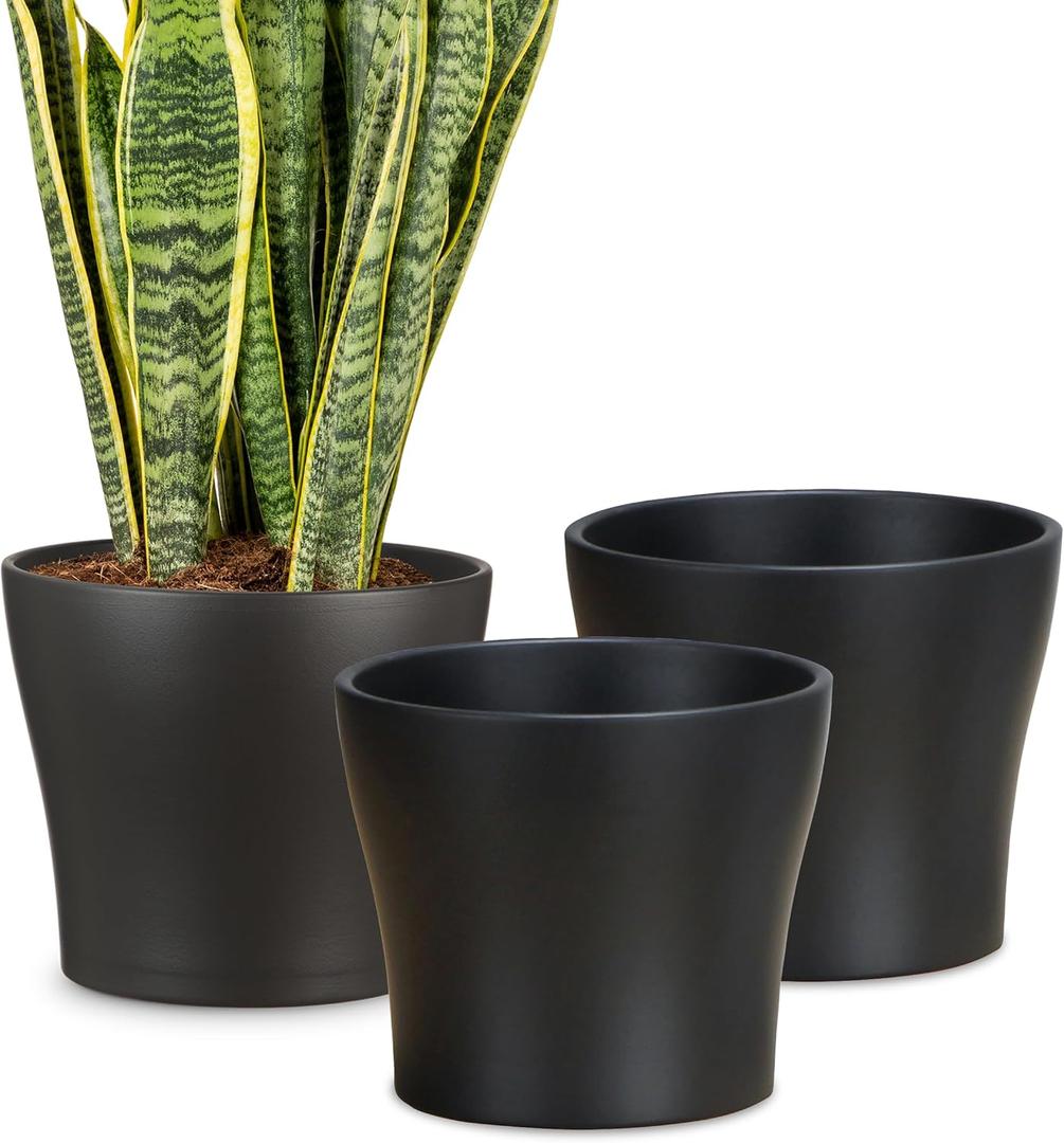 Scheurich Set of 3 Classic Anthrazit Ceramic Plant Pots  6" Decorative Pots for Indoor Plants - Waterproof&UV-Resistant Planters - Durable, Break-Resistant Design - Made in Germany - 0.4 gal