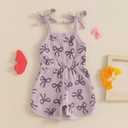 YINGISFITM Toddler Baby Girl Clothes Bowknot Sleeveless Halter Overalls Shorts One Piece Romper Jumpsuit Summer Outfit (2-3T, Purple)