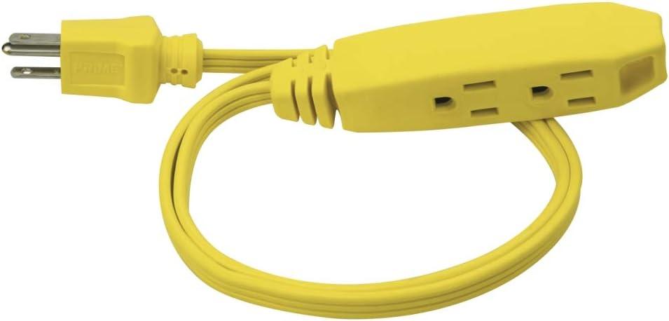 Prime EC840603 3-Foot 16/3 SPT-2 3-Outlet Utility Indoor Cord, Yellow