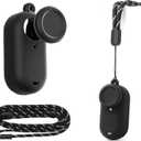 Silicone Protective Case Compatible for Insta360 GO 3S, Action Camera Soft Shell With Lens Cap + Neck Strap Lanyard (Black)