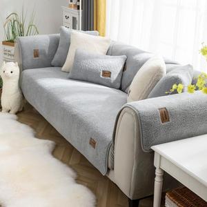 vctops Sherpa Fleece Sofa Couch Covers Super Soft Warm Plush Sectional Couch Cover Luxury Fuzzy Furry Non Slip Sofa Slipcover Furniture Protector (Grey,36"x82")