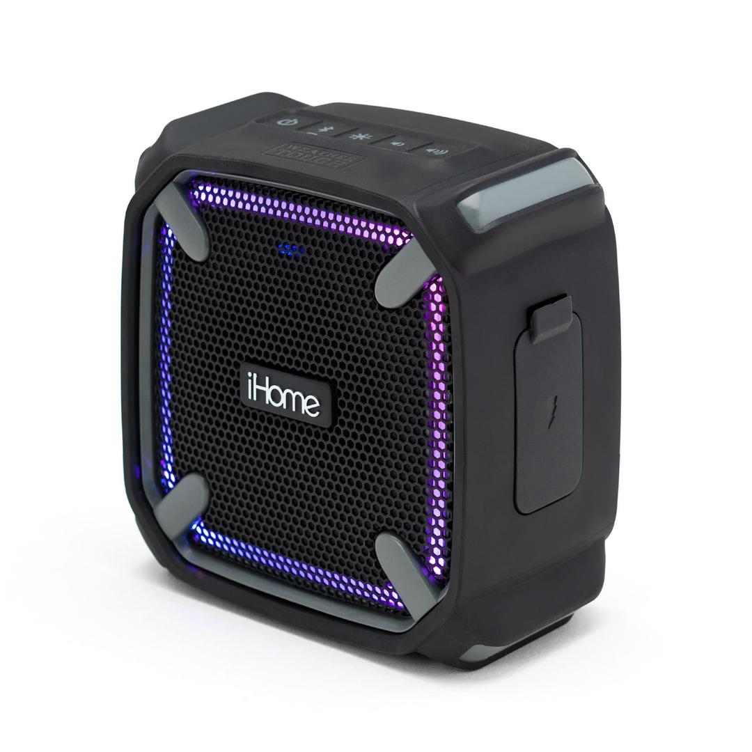 iHome Weather Tough Portable Rechargeable Bluetooth Speaker with Speakerphone and LED Accent Lighting (Mini)