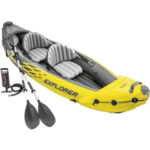 Intex 68307EP Explorer K2 Inflatable Kayak Set: Includes Deluxe 86in Aluminum Oars and High-Output Pump SuperStrong PVC Adjustable Seats with Backrest 2-Person 400lb Weight Capacity Intex 68307EP Explorer K2 Inflatable Kayak Set: Includes Deluxe 86in Aluminum Oars and High-Output Pump SuperStrong PVC Adjustable Seats with Backrest 2-Person 400lb Weight Capacity