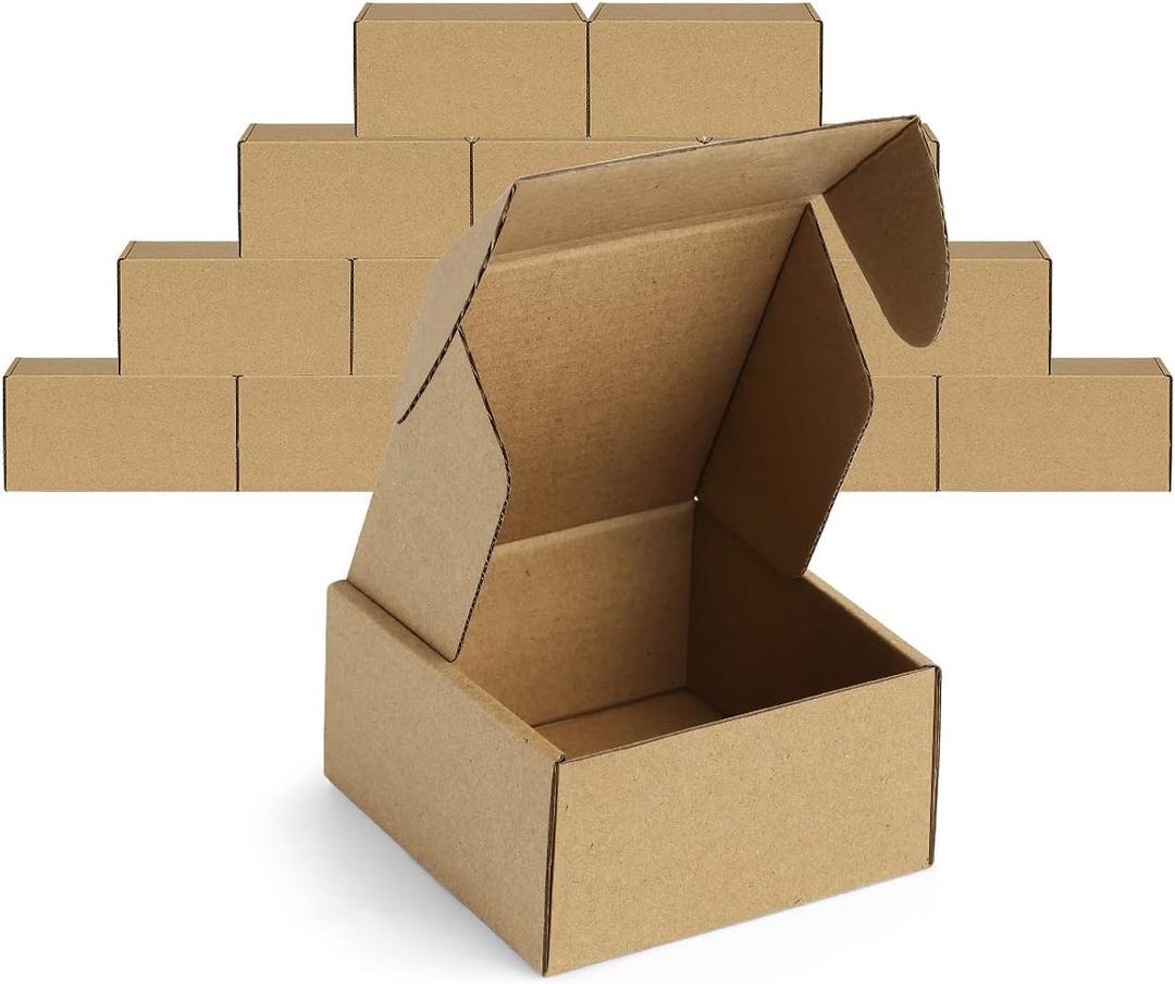 Famagic 12Pack 4x4x2 Small Shipping Boxes - Brown Corrugated Cardboard Mailer Boxes for Small Business, Mailing Boxes for Packaging, Bulk