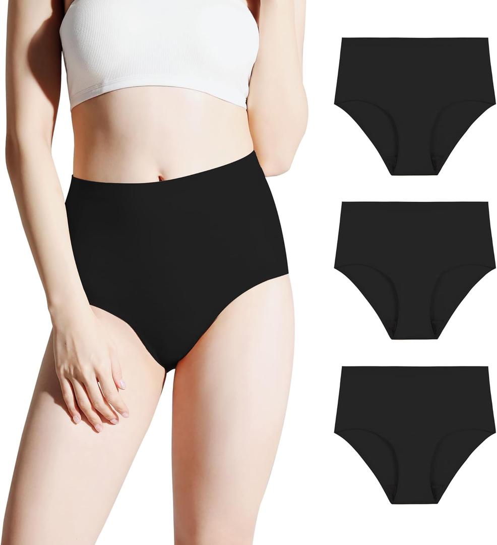 BATTEWA Incontinence Underwear for Women Washable, Leak Proof Underwear,Seamless Panties, Bladder Leak Underwear Protective Briefs High Absorbency 50ml, 3 Pack (Black, 4X-Large)
