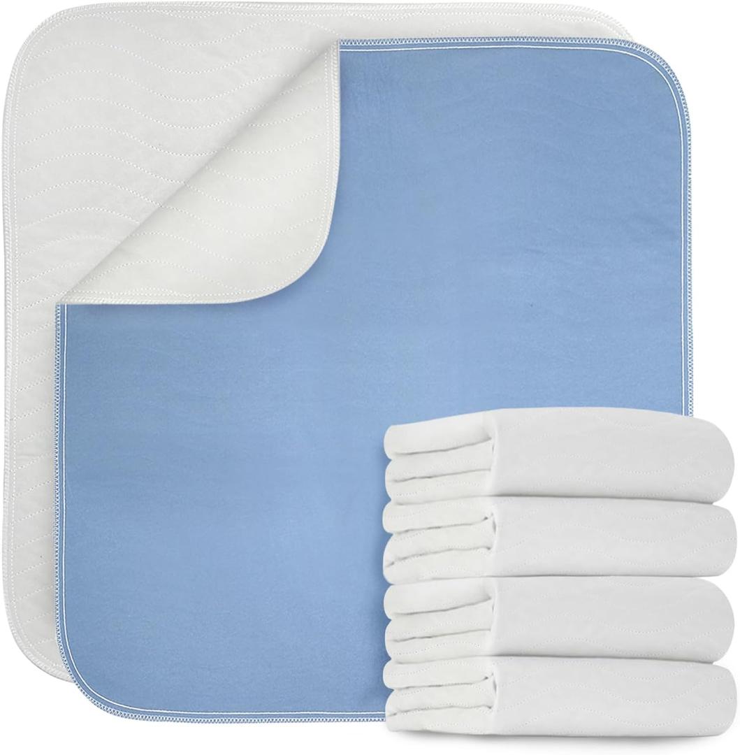 Gogreen Waterproof Reusable Underpads, 18" x 24" (Pack of 4), 4-Layer Heavy Absorbency & Quilted Washable Pads for Kid, Adult, Elderly, and Pet, Bedwetting Incontinence Pad for Bed, Sofa, Floor