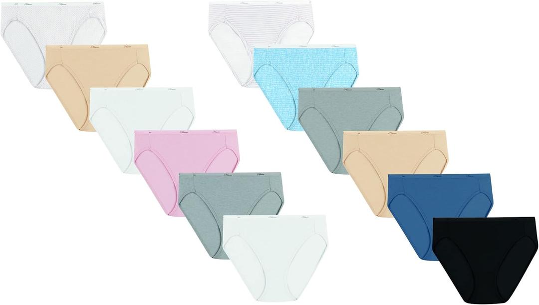 Hanes Women's High Cut Moisture Wicking Cotton Underwear Pack Of 12 (7)