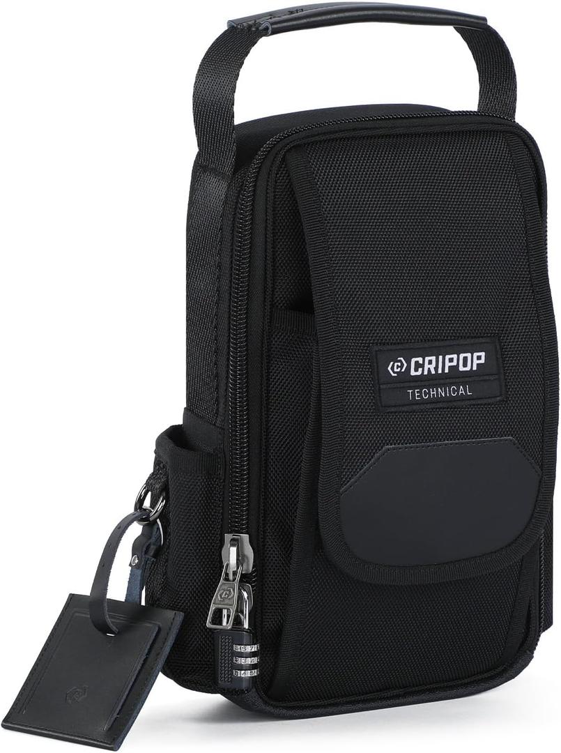 TECH14 Electrician Tool Bag, Heavy Duty Small Tool Pouch, Portable Utility Organizer Case with Zipper Handle, Perfect for Electricians (Black)