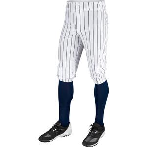 CHAMPRO mens Classic Youth Triple Crown Pinstripe Polyester Baseball Knicker, White, Navy, Small US