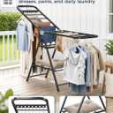 Clothes Drying Rack, Foldable Laundry Drying Rack with Reinforced Steel Tubes, Height-Adjustable Gullwing Clothes Airer, Space Saving Indoor Drying Rack for Apartments, Balconies, Laundry Rooms, Black, Large