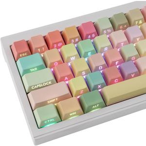 PBT Keycaps - Side Printed Keycap Set,133 Keys Shine Through Cute Rainbow Candy Keycaps, Cherry Profile Custom Keycap for Cherry MX Switches Mechanical Keyboards Candy Jelly