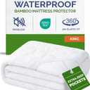 Waterproof Cooling Mattress Protector - Mattress Cover King Size Bed - Viscose Made From Bamboo - Soft, Breathable, Noiseless & Washable - Fitted Sheet Style & All Round Protection - (78" x 80") White