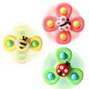ALASOU 2PCS Suction Cup Spinner Toys for 1 Year Old Boy Girl|Spinning Top 12 18 Months|1 2 Year Old Boy Birthday Gift|Baby Bath Toy for Kids Ages 1-3|Sensory Airplane Travel Toy for Infant Toddlers