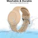 2 x 2 Pack AirTag Bracelet for Kids, Soft Silicone AirTag Wristband for Apple Air Tag, Adjustable Anti Lost Wristband for Toddler Baby, Boys, and Girls, Elders (Milk Tea/Smoke Violet)