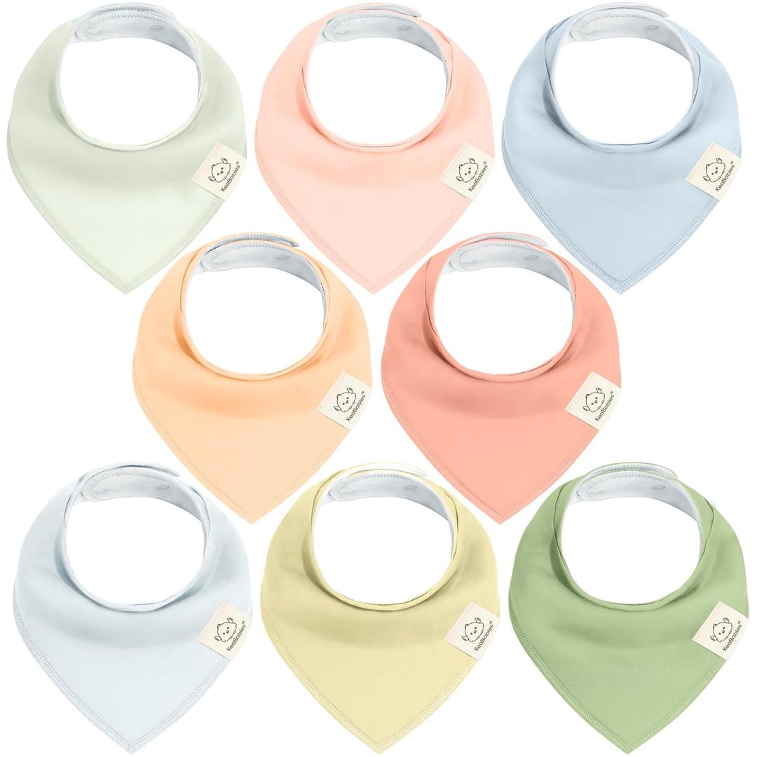 KeaBabies 8-Pack Organic Baby Bandana Bibs for Girls - Super Absorbent Triangle Baby Bibs for Drooling and Teething Infant, 100% Cotton Extra Soft for Newborn, Infant 0-36 Months (Dew)