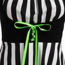 IBAKOM Women Cow Print Halloween Dress with Headpiece Bow Tie Red Plaid Puffy Sleeve Suspender Milk Maid Overall Dress (Black, S)