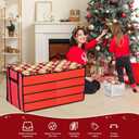 Christmas Ornament Storage Box, Organizer with 8 Removable Trays and Adjustable Dividers Holds 128 Pcs Decoration Balls, Dual Zipper for Christmas Ornament Storage (Red)