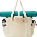 Large Light Weight Tote Bag for Women, Yoga Gym Beach Travel Bag, Fits 15.6" Laptop & Yoga Mat, Waterproof Taslon