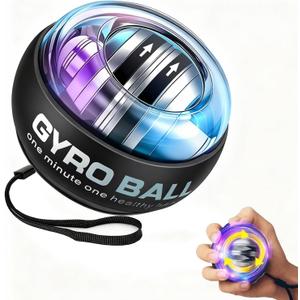 Wrist Ball, Powerball Wrist Exerciser Ball, Auto-Start Gyroscopic Forearm Trainer with LED Lights, Adjustable Resistance Hand Grip Strengthener for Men & Women, Wrist Rehab & Stress Relief