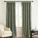KGORGE Sage Green Pinch Pleated Velvet Curtains 84 inches, Thermal Insulated Room Darkening Hook Rings & Back Tab Divider Curtains for Bedroom Living Room, W 66 x L 84, 2 Panels