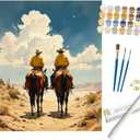 Western Paint by Numbers Kit for Adults - DIY Cowboy Duo on Horseback Painting on Rolled Canvas 16x20 Inches, Acrylic Paint Set, Suitable for Beginners, Art for Home Decoration or Gifts