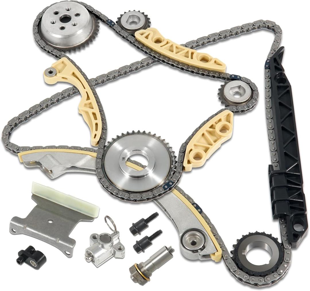 94201S Timing Chain Kit with Tensioner Guide Rail Crank Sprocket Shaft Sprocket Compatible with Chevy Malibu Equinox Buick LaCrosse L4 2.0L 2.2L 2.4L