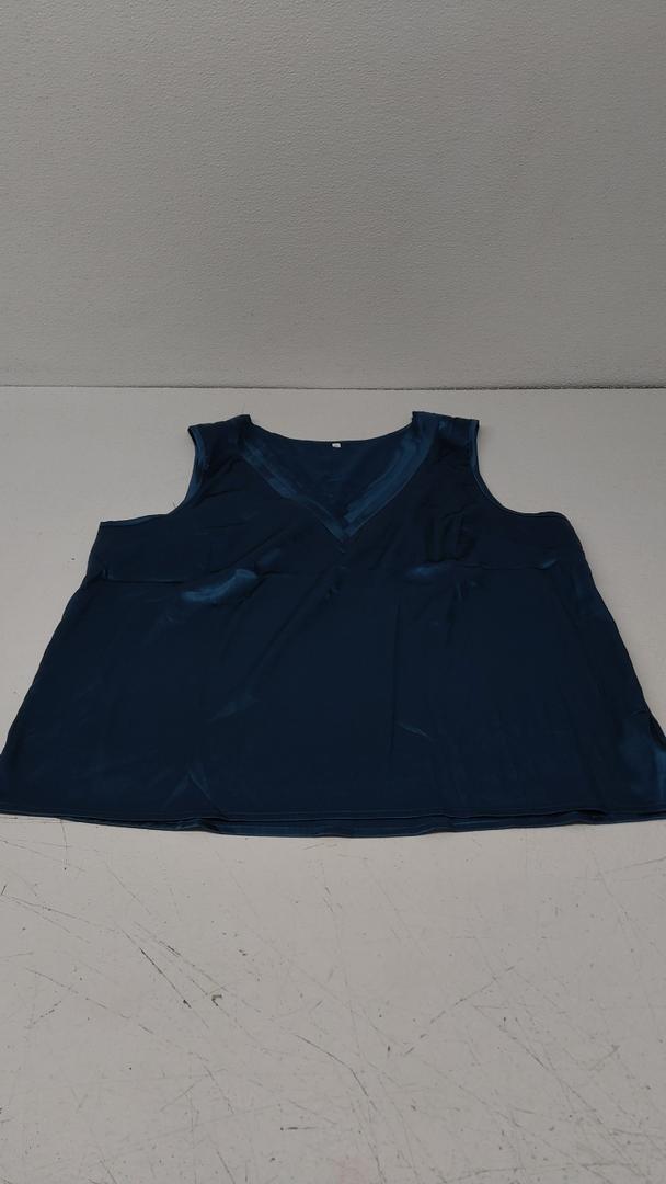 Sleeveless Tops for Women Dressy V Neck Blouses Work Pleated Shirt XL
