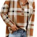 RUMIA Womens Tops V Neck Button Sweatshirt for Women Pullover Long SLeeve Shirts Fall Outfits 2025 Loose Fit, L