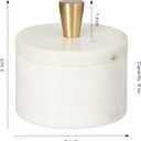 Queenza White Marble Salt Cellar with Lid and Brass Knob, 3 Inch Salt Box, 3x3 Inch