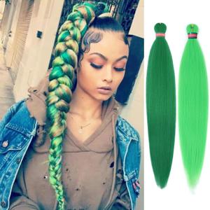 Green+Light Green Pre stretched Braiding Hair 2 Packs Pre feathered Braid Hair Extensions 18 Inches Hair Braids
