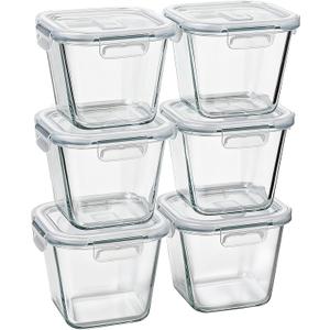 Glass Soup Containers with Lids 32 oz, 4 Cup Glass Storage Containers, Tall Borosilicate Glass Food Storage Containers for Lunch, Ice Cream, Travel and Deli, Soup Freezer Safe Containers with Lids (Transparent6)