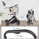 T4 Pet Stroller for Small Medium Dogs, Cat Strollers for 2 Cats, 4 Wheels Folding Pet Stroller for Cats with Pad, Canopy and Cup Holder, Beige