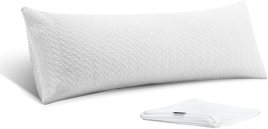 Rainmr Extra Firm Body Pillow 1.5cm Cubies Memory Foam Pain Relief & Sleeping & Supportive with Cooling Cover Hug Pillows 20 x 54 inches