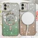 Fiyart Designed for iPhone 11 Case,Compatible with MagSafe Love Heart Plating Camera Protection TPU Magnetic Glitter for Women Girls Shockproof Phone Bumper 6.1"-Green