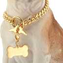 Jewelry Kingdom 1 Dog Chain Collar 18K Cuban Link Chain 10MM Strong Heavy Duty Chew Proof Adjustable Training Walking Collar with Toggle Clasp and Dog Tag for Medium Dogs (10MM, 18")