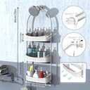 Heavy duty shower caddy hanging; 3 tiers supper large plastic shower basket over the showerhead; never rust baskets over the door, shower organizer for bathroom without tools, White