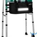 Foldable Walker with 360 Swivel Wheels & Motion Sensor Light, Lightweight Adjustable Height Rolling Walker for Seniors & Adults, Travel-Friendly Walking Frame with Large Storage Bag