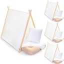 4 Sets Teepee Tent for Kids with Inflatable Airbed, Fitted Sheet and Pillow Inserts Toddler Play Tent White Washable Foldable for Indoor Outdoor Boys Girls Slumber Party Sleepover Playhouse