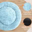 JOLLYVOGUE Calming Small Dog & Cat Bed for Indoor Cats - 20 inches Washable Donut Bed for Kittens & Puppies, Anti-Anxiety Round Fluffy Plush Pet Beds (Fits up to 15 lbs, Light Blue)