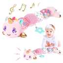 Unicorn Baby Toys 6-12 Months Infant Musical Stuffed Toys for Newborn Tummy Time Sensory toys for babies with Crinkle and Rattle 0-3-6-12 Months Old Baby Girl Must Have Christmas Birthday Gifts - Pink