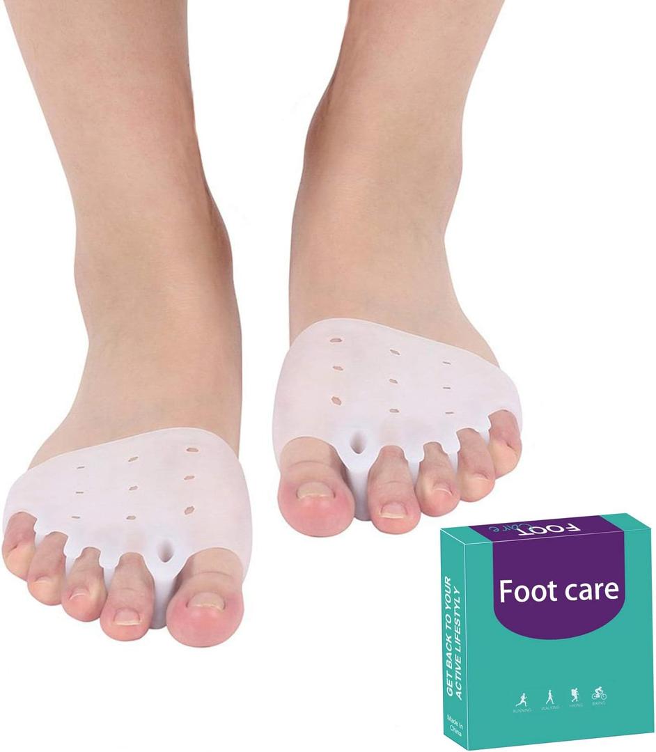 Gel Metatarsal Cushion Pads, Toe Separators Bunion Splint Pads for Hallux Valgus, Hammer Toe, Forefoot Pads,Gel Metatarsal Pad Breathable for Mortons Neuroma (White)
