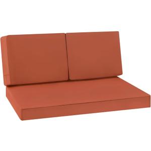 Favoyard Outdoor Loveseat Cushion Set 46 x 26 Inch Waterproof & 3-Year Fade Resistant Patio Furniture Cushions with Removable Cover, Ties and Hidden Zipper for Sofa Bench Couch Pads Set of 3, Spice