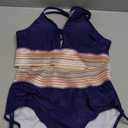 Blooming Jelly Women High Waisted Bikini Sets Tummy Control Swimsuits Color Block Two Piece Drawstring Bathing Suit (Medium, Dark Blue)