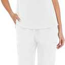 Scrubs for Women Set - Stand-Up V-Neck Scrub Top & Straight-Leg Pants with 5 Pockets,Women's Scrub Set, Size S (White)