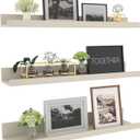 Giftgarden 24 Inch Floating Shelves for Wall, Creamy White Beige Wood-Grain Wooden Shelf Ledge for Bathroom Kitchen Living Room Nursery Bedroom Picture, Set of 3 Different Sizes