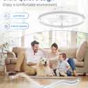 ZMISHIBO Ceiling Fans with Lights and Remote, 19.7'' Low Profile Ceiling Fan, 3000-6000K Dimmable Modern Flush Mount LED Fan Light, 6 Wind Speeds, White Fandelier Ceiling Fans for Bedroom