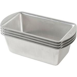 Nordic Ware Natural Aluminum Commercial Mini Loaf Pans, Four 2-Cup Pans