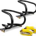 7" Motorcycle Wheel Chock Steel for E-Track System with 2x15 E Track Ratchet Straps(2 Pack Bundle)