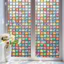 Decorative Stained Glass Window Privacy Film No Adhesive Static Cling Rainbow Window Cling Blocks UV & Heat, Removable Sun Film for Bathroom, Bedroom, Glass Doors Checkered, 23.6 x 78.7 in