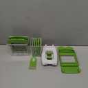 Mueller Pro-Series 10-in-1, 8 Blade Vegetable Chopper, Onion Mincer, Cutter, Dicer, Egg Slicer with Container, French Fry Cutter Potato Slicer, Home Essentials, Salad Chopper White Sand/Green